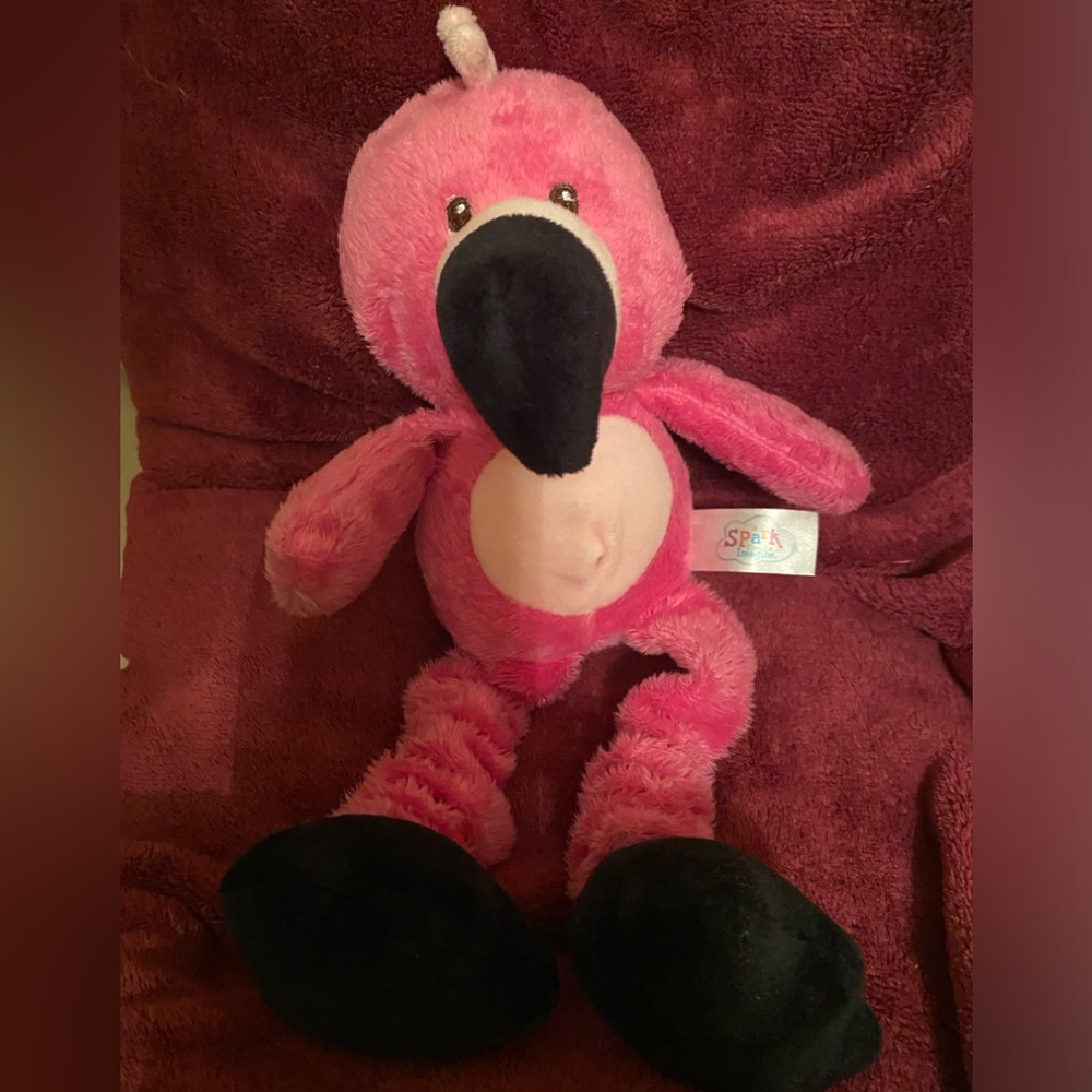 Adorable Baby Flamingo Plush Stuffed Animal  rattle, squeak, & crinkling leg